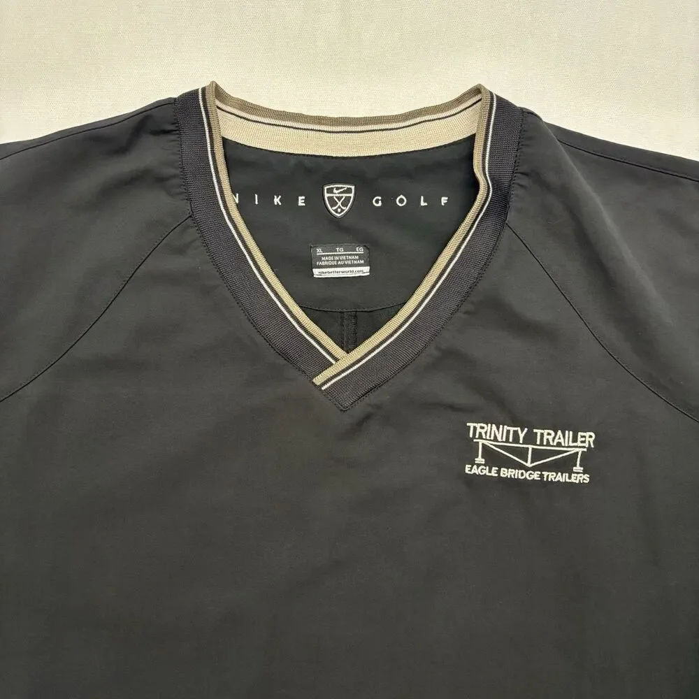 Nike Golf Jacket Mens XL Black V Neck Pullover Windbreaker Zipper Pockets Y2K